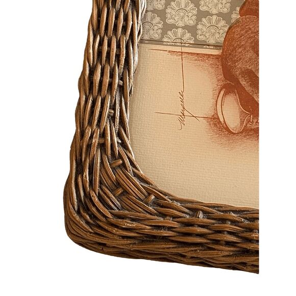 Vintage Lucid Lines Photography on Glass Argyle Sweater 1979 Wicker Frame - Picture 3 of 7